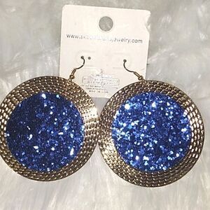 retro disco blue sparkle earrings
